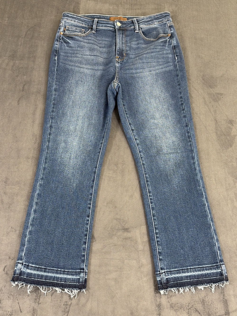 Judy Blue Jeans Womens 11/30 Kick Flare Whiskered Stretch High Rise Raw Hem